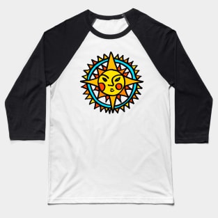 Yellow Sun Mandala Baseball T-Shirt